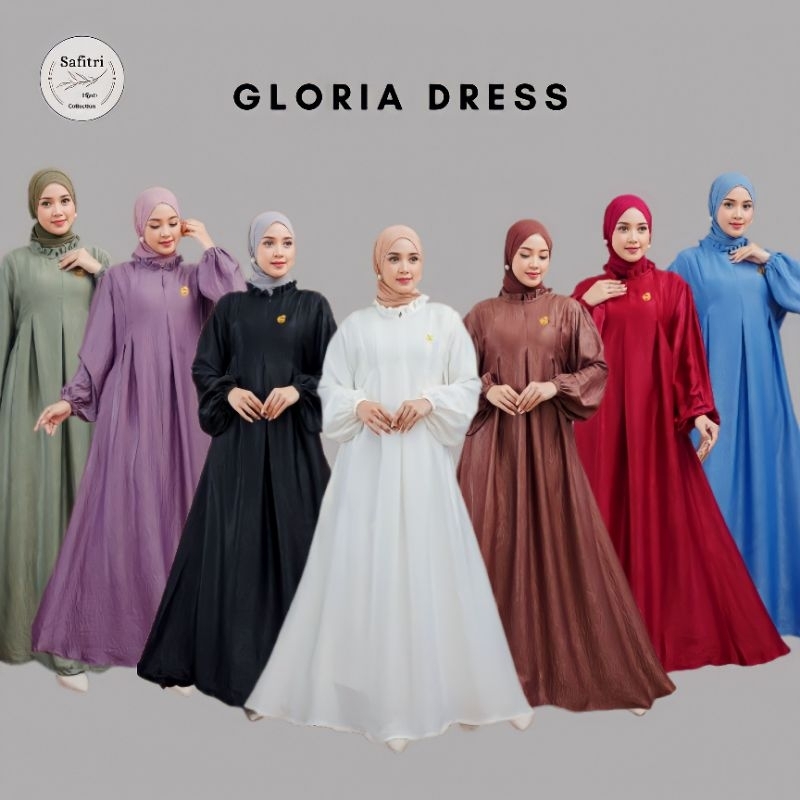 Jual GLORIA DRESS Gamis Bahan Silky Santorini Super Lembut Halus Mewah