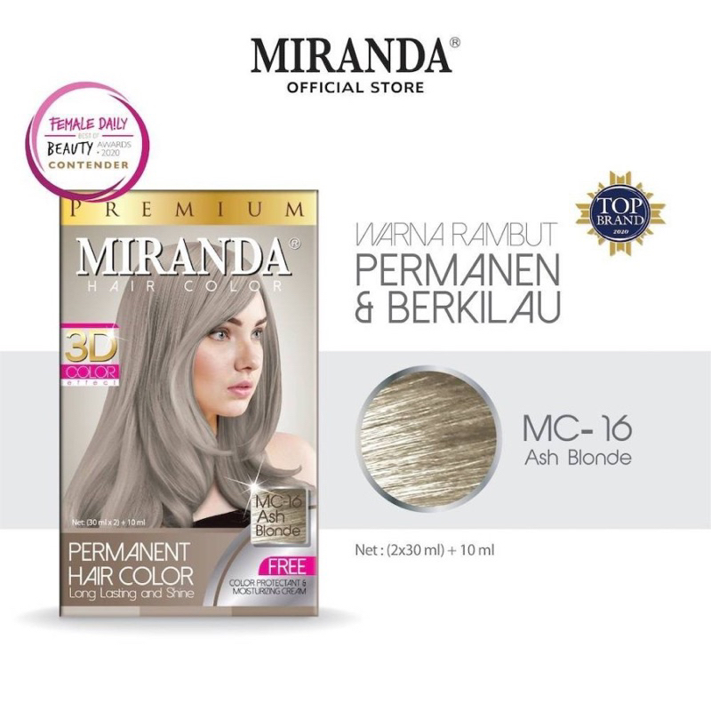 Jual MIRANDA MC 16 ASH BLONDE Semir Rambut 30mlx2 10ml Pewarna