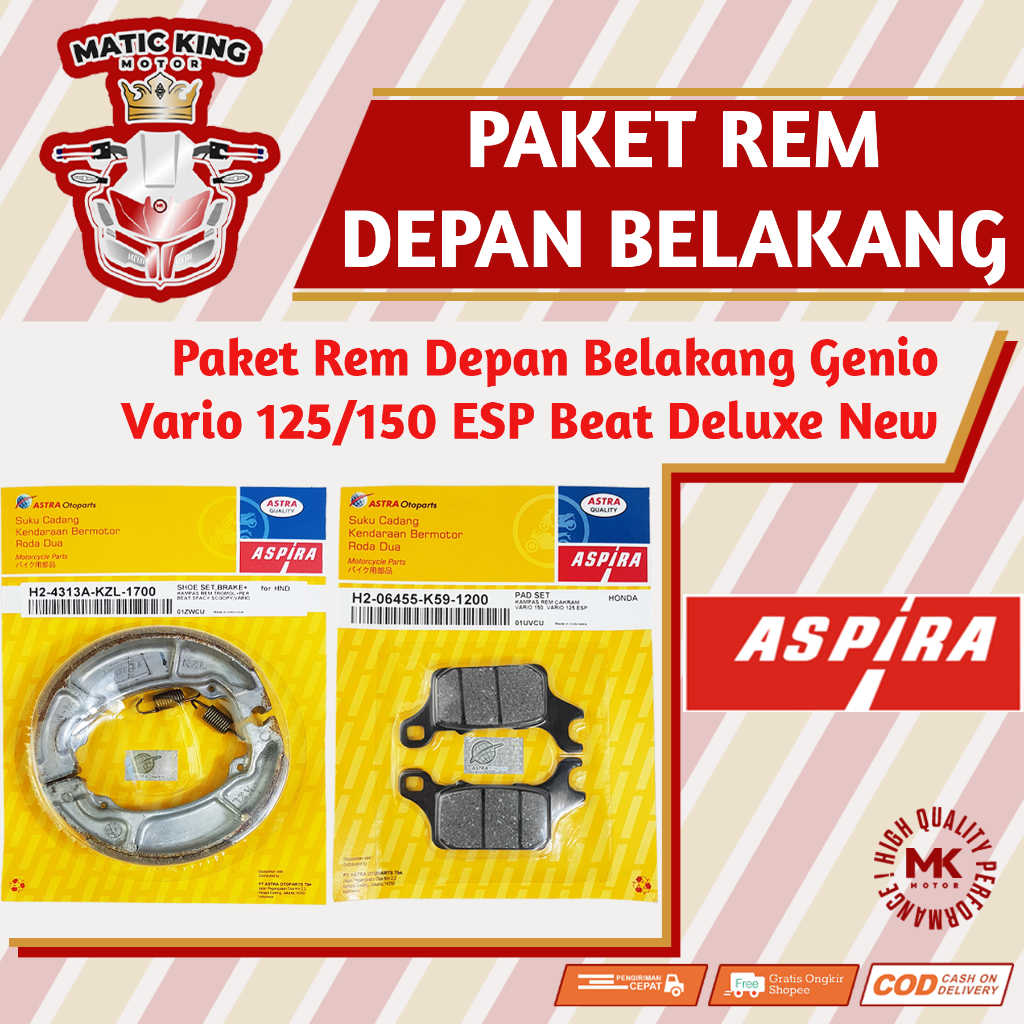 Jual Paket Kampas Rem Dispad Discpad Depan Belakang Honda Vario Beat