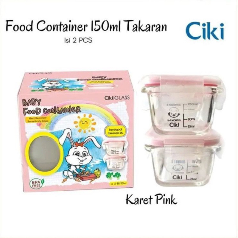 Jual CIKI Glass Baby Food Container Isi 2pcs 150ml Tempat Makan Kaca