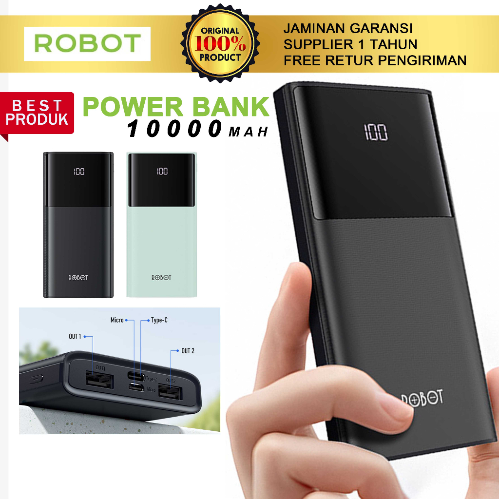 Jual Powerbank Robot Mah Rt S A Dual Input Port Type C