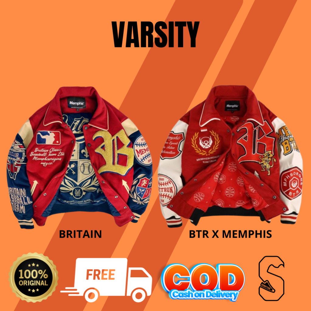 Jual ORIGINAL 100 MEMPHIS VARSITY JACKET SHERPA JACKET VARSITY