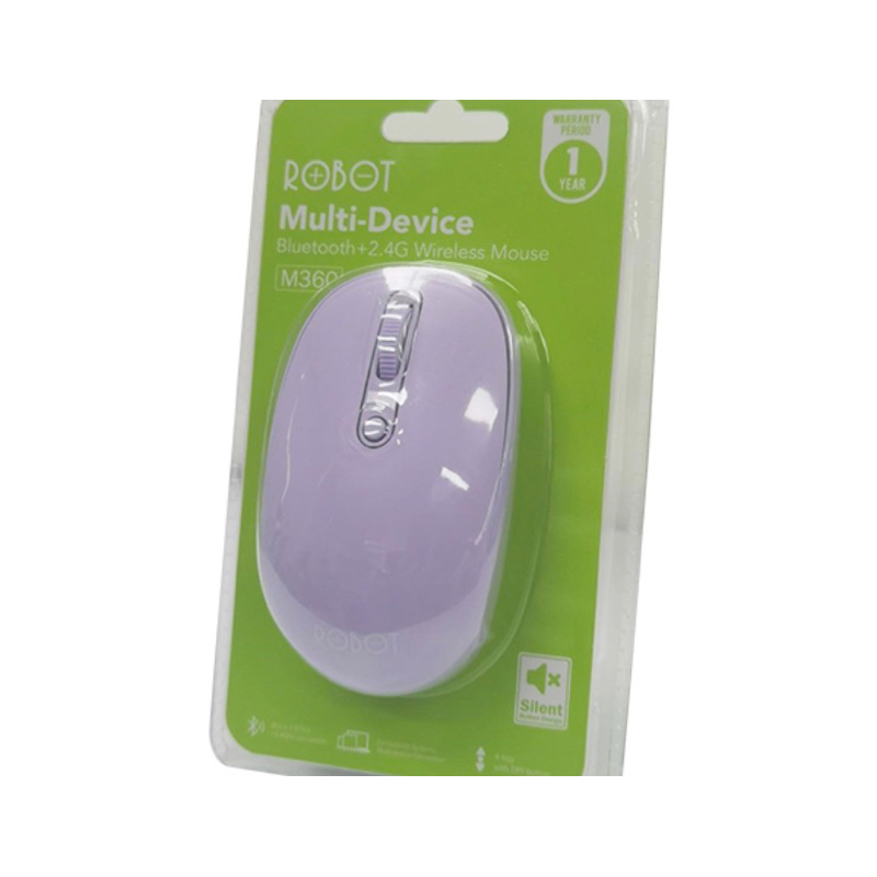 Jual Mouse Wireless Robot M360 Bluetooth Dual Mode Silent Key Purple