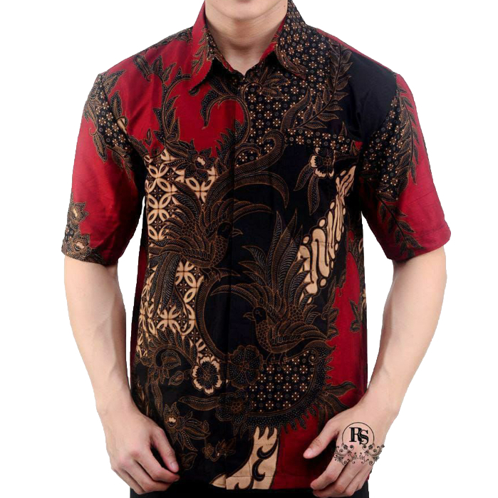 Jual Kemeja Hem Baju Batik Pria Lengan Pendek Murah Motif Mahesa Merah