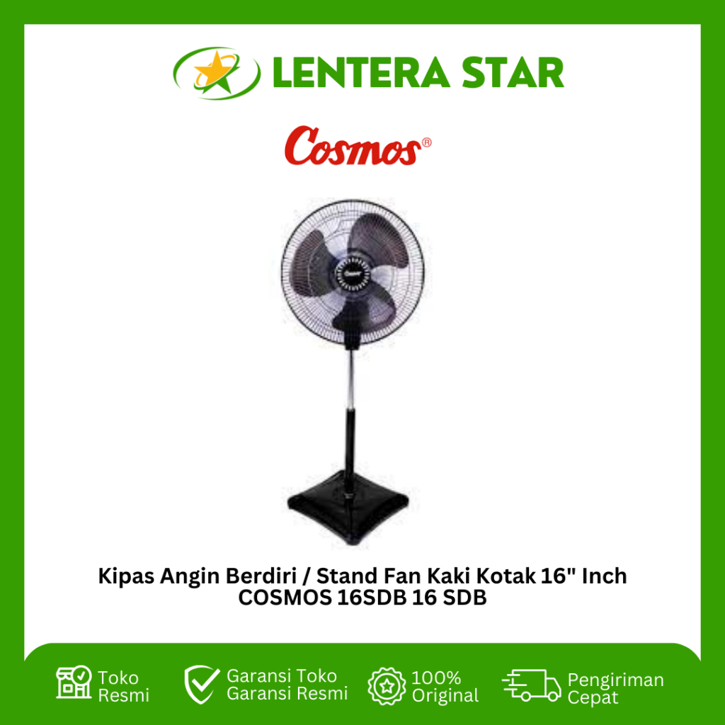 Jual Kipas Angin Berdiri Stand Fan Kaki Kotak 16 Inch COSMOS 16SDB