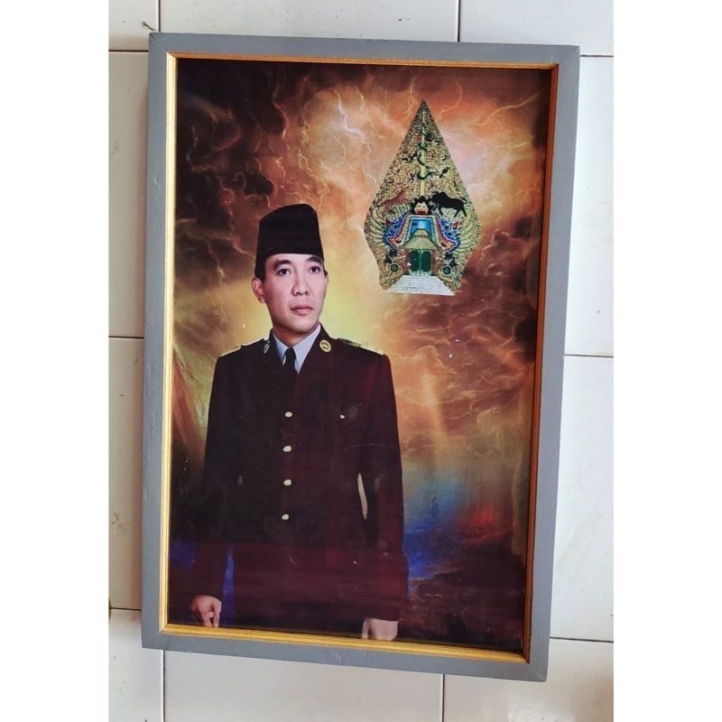 Jual Hiasan Dinding Lukisan Cetak Ir Soekarno Plus Bingkai Ukuran