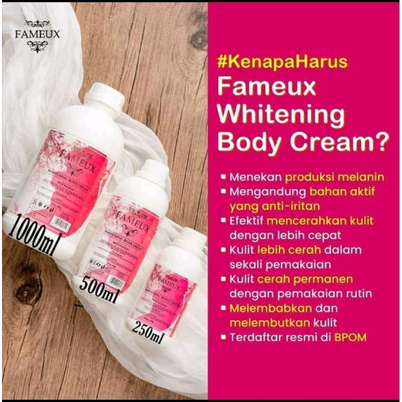 Jual GKJ STORE Fameux Whitening Body Cream 250ml 500ml 1000ml