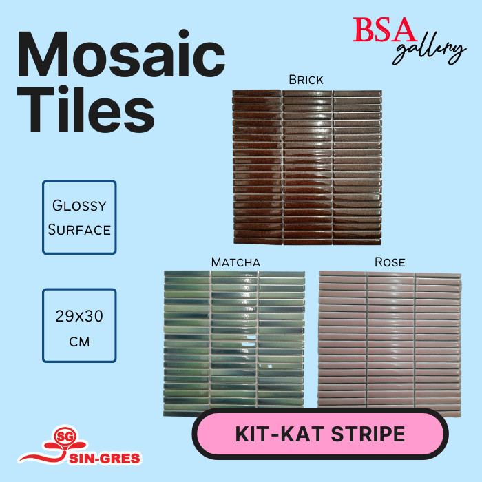 Jual MOSAIC TILE KITKAT PERSEGI PANJANG KERAMIK MOZAIK DINDING LANTAI