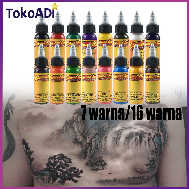 Jual 16 PCS Tinta Tato Warna Set 30Ml Botol Mesin Tato Pigmen Supply