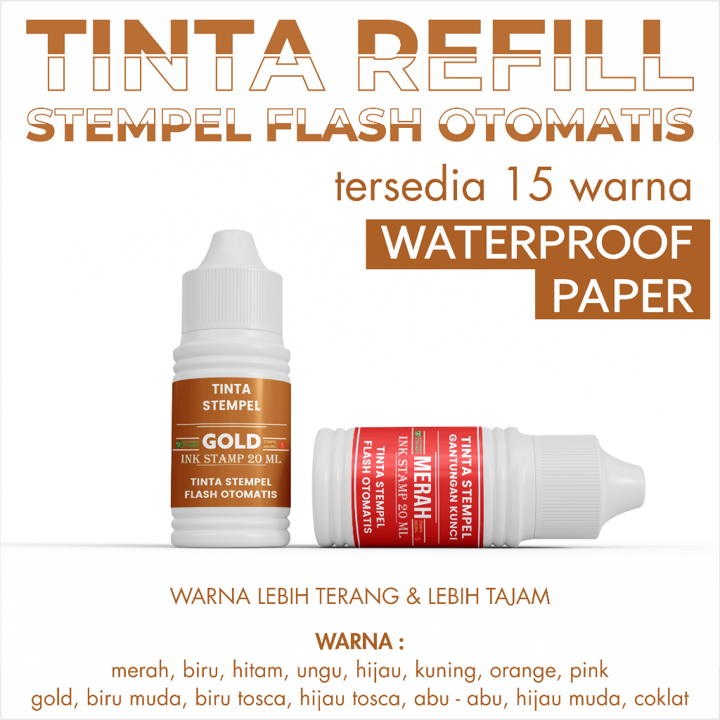 Jual TINTA STEMPEL FLASH WATERPROOF KERTAS TINTA REFILL ISI ULANG