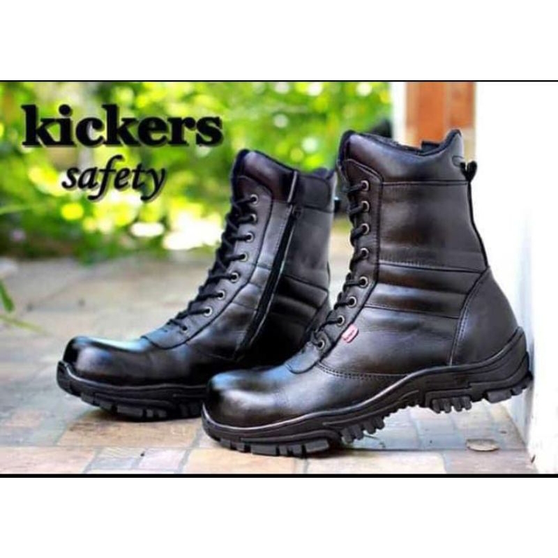 Jual Sepatu Safety Boots PDL Kickers Full Kulit Sol Karet Ujung Besi