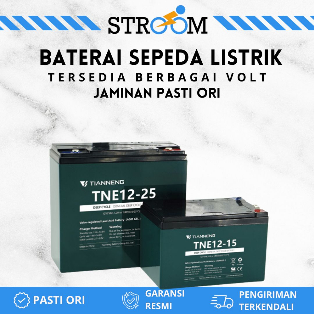 Jual TIANENG TIANNENG BATERAI SEPEDA LISTRIK AKI KERING BATERAI SLA 40V