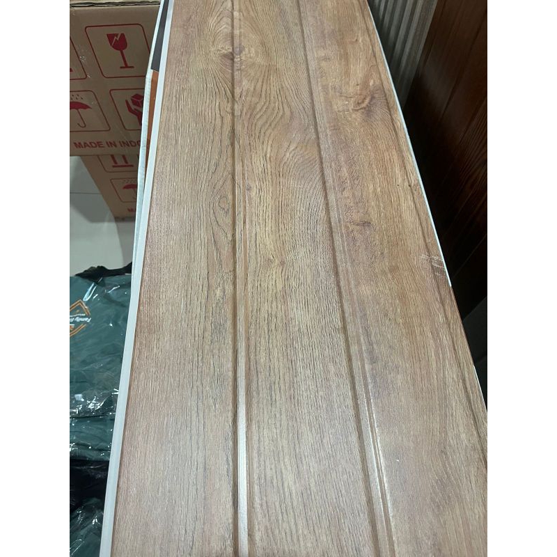 Jual Plafon PVC Doff Laminate Serat Kayu Jati Coklat Muda Alfafon NF