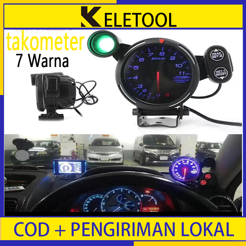 Jual 80mm Rpm Variasi Motor Indikator Takometer 7 Warna Tachometer Defi