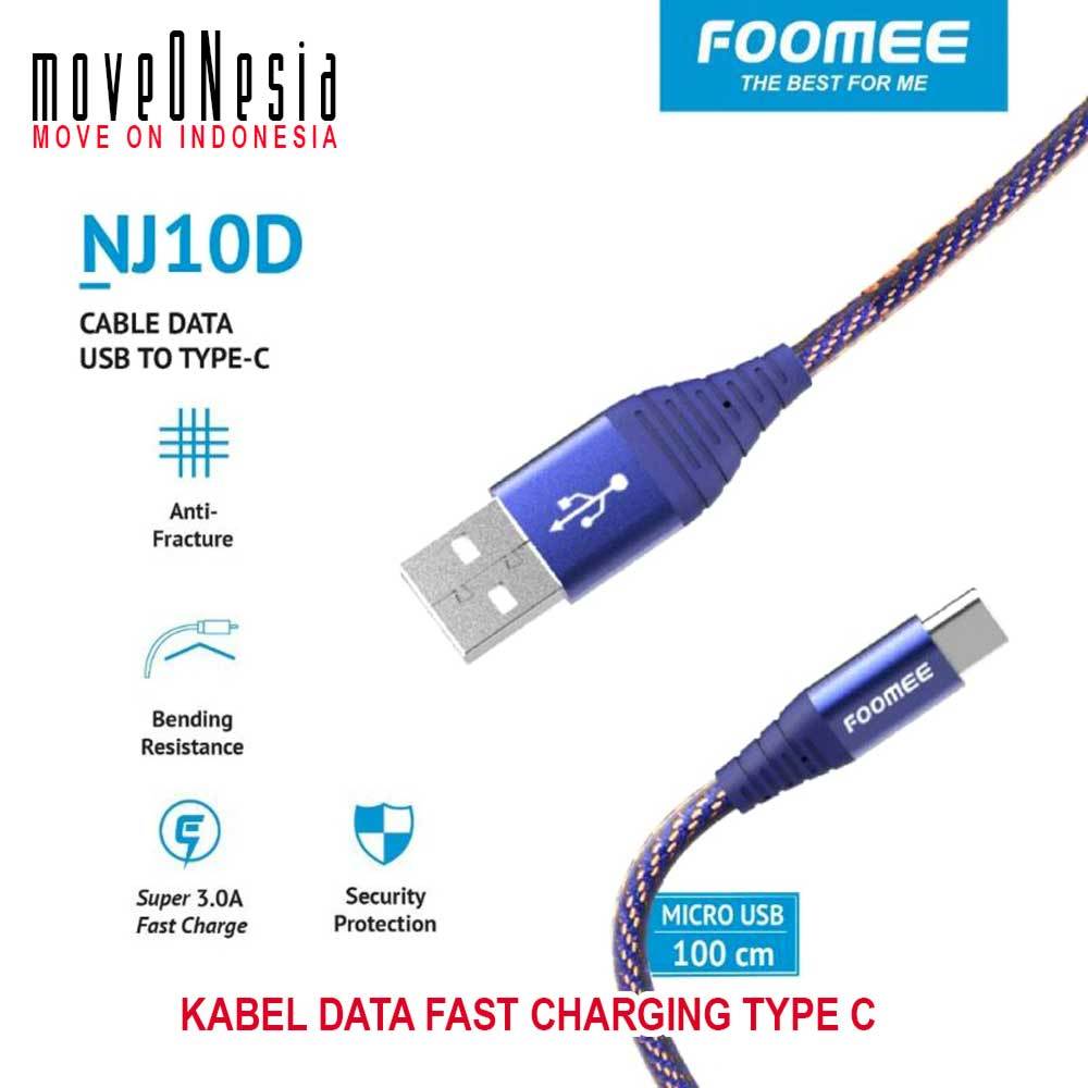 Jual Kabel Data Fast Charging Type C 100 Cm Foomee NJ10D Cable Data 3