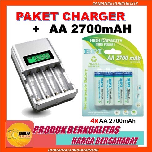 Jual Paket Charger Enelong BPI Ni MH AA Battery 2700mAh With Button Top