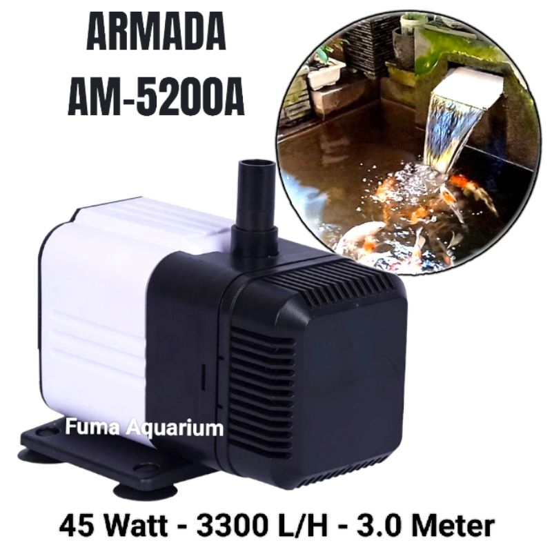 Jual Pompa Filter Akuarium ARMADA AM 5200A 45 Watt Naik 3 Meter Filter