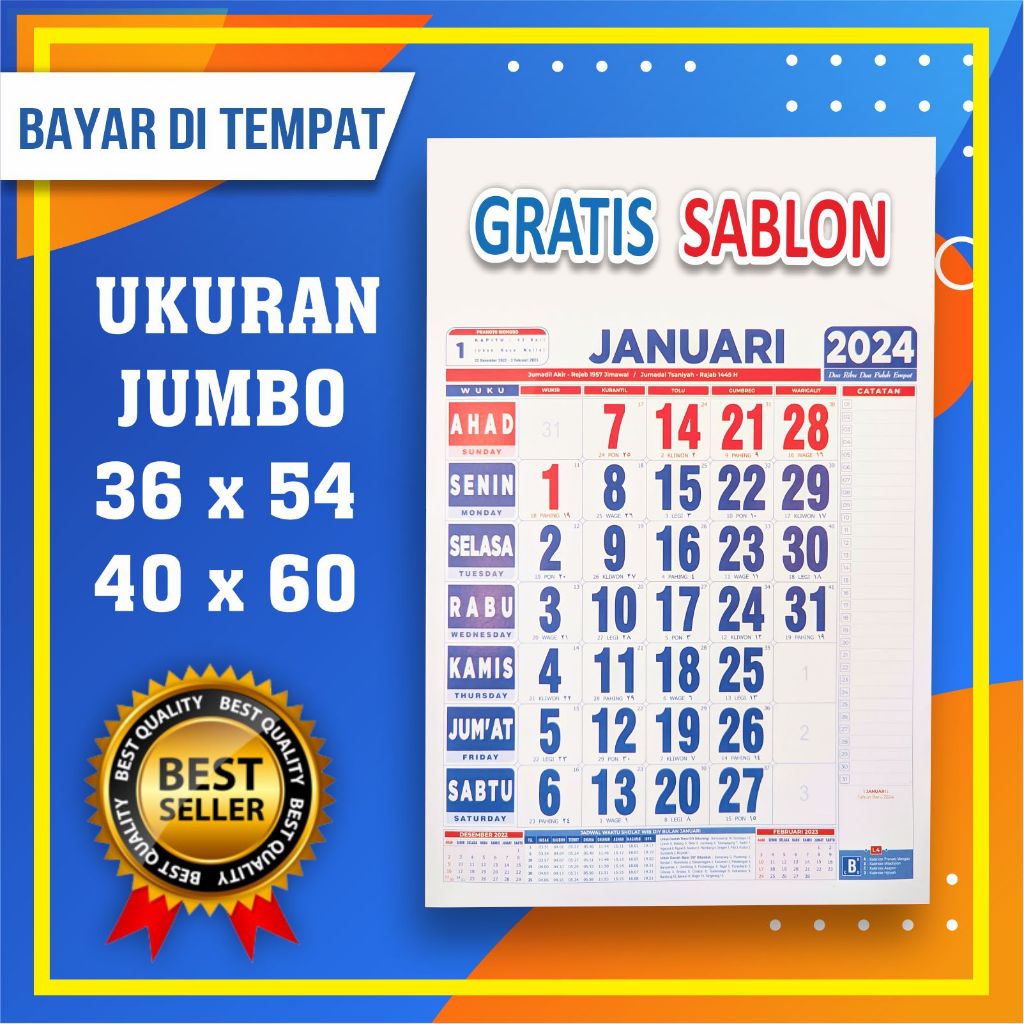 Jual KALENDER DINDING 2024 SABLON CUSTOM UKURAN 40X60 Shopee Indonesia