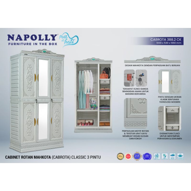 Jual Cabinet Sultan Mahkota CABSULTA Classic 3 Pintu Napolly Plastik