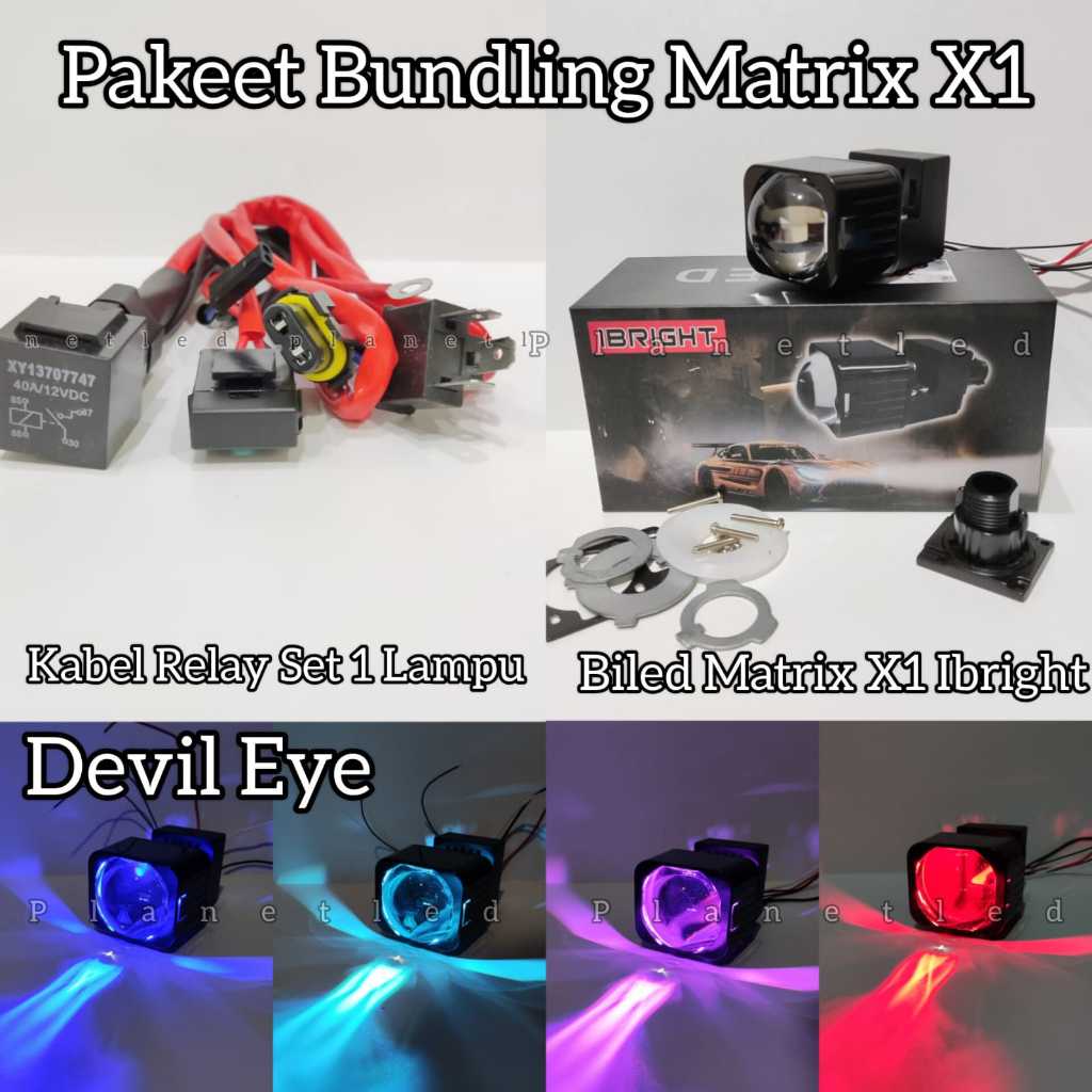 Jual PAKET BUNDLING Lampu LED Biled Projector Matrix X1 Original