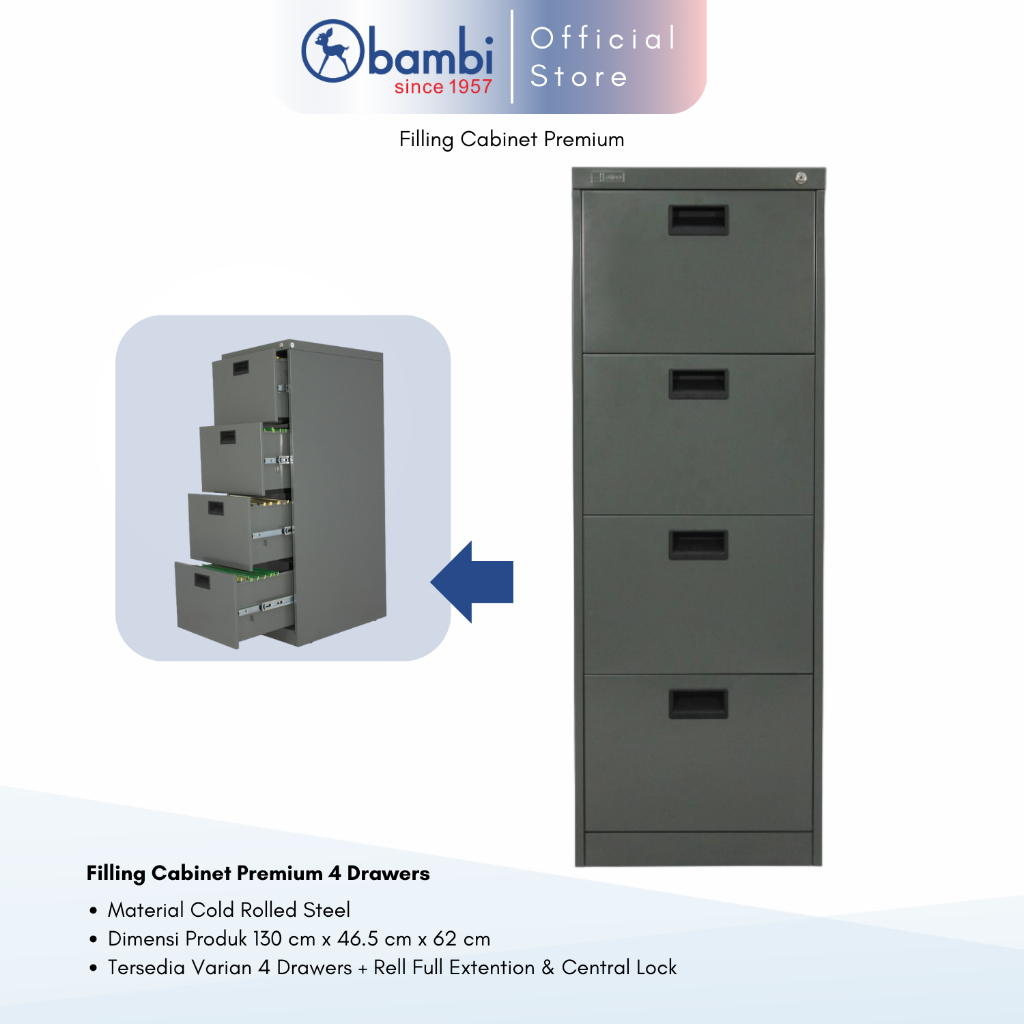 Jual Bambi Lemari Arsip Besi Laci Premium Filing Cabinet Fc Kode Lk