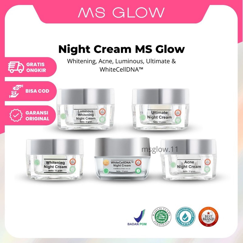 Jual 37 MS Glow Night Cream Krim Malam Whitening Acne Luminous