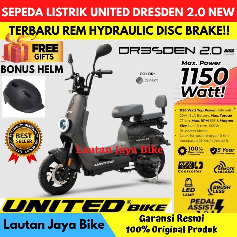 Jual Sepeda Listrik United Dresden 2 0 Terbaru Rem Hydraulic Disc Brake