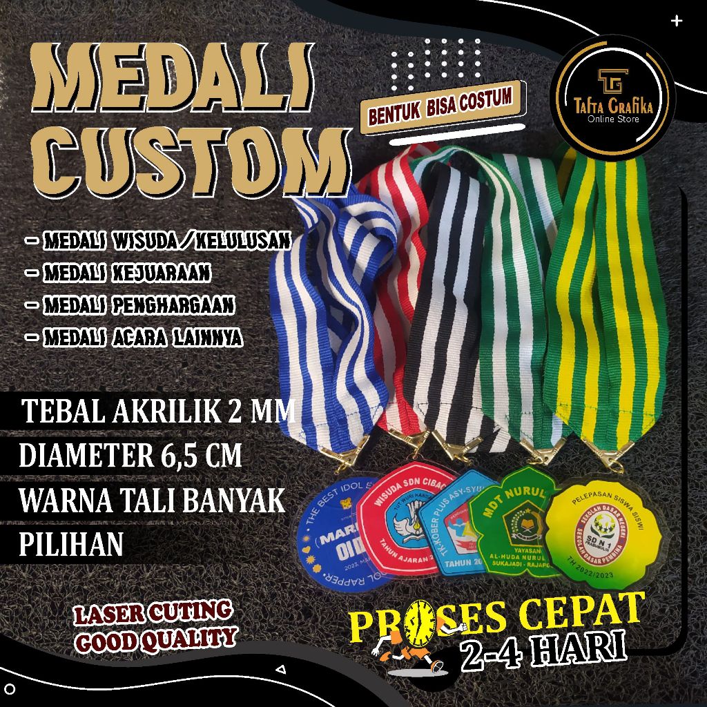 Jual MEDALI KELULUSAN MEDALI WISUDA MEDALI AKRILIK CUSTOM MEDALI