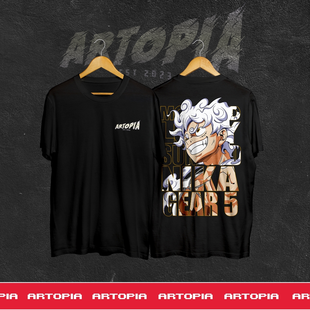 Jual Kaos One Piece Luffy Gear Artopia Hitam Unisex Luffy Gear