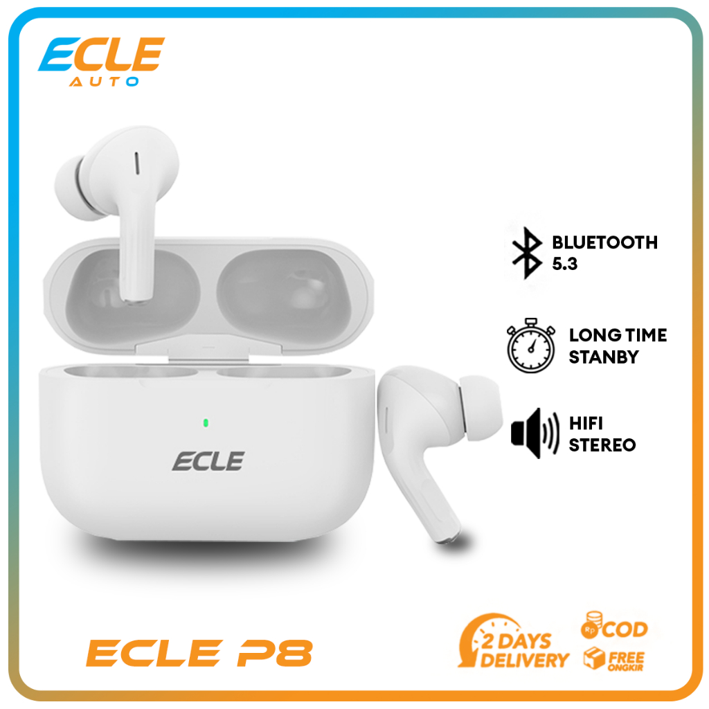 Jual ECLE P8 TWS Earphone Bluetooth 5 3 Wireless Charging Headphone