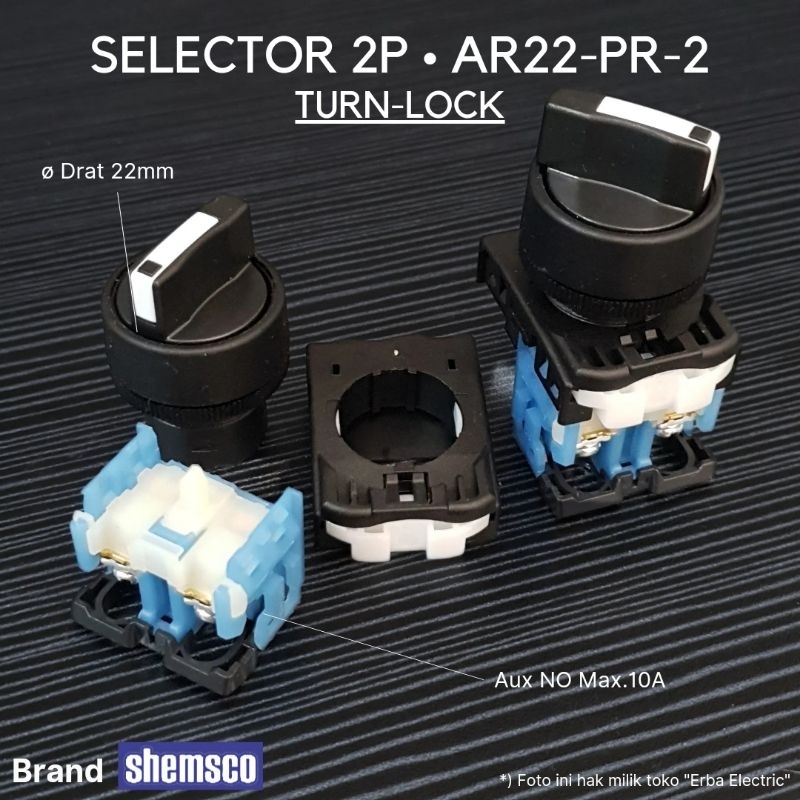 Jual 22mm Selector Switch 2 Posisi Shemsco SC AR22 PR2 Saklar ON OFF 2P