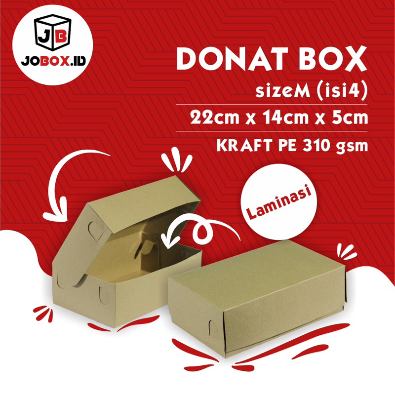 Jual Box Donat 22x14x5 Cm Box Kraft Size M Dus Donat Isi 4 Box