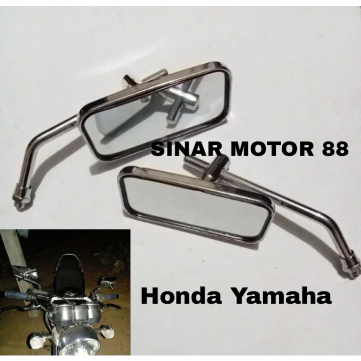 Jual Spion Kotak Klasik Chrome Kaca Putih Honda Dan Yamaha Shopee