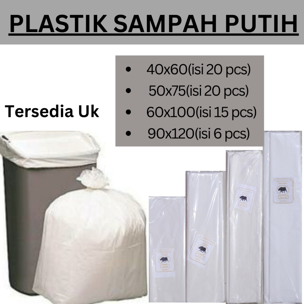 Jual Kantong Plastik Sampah Putih Uk 90x120 60x100 50x75 40x60