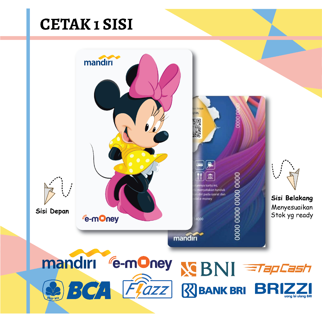 Jual Kartu E Money Etoll Anime Minnie Mouse Pink Emoney Mandiri Flazz