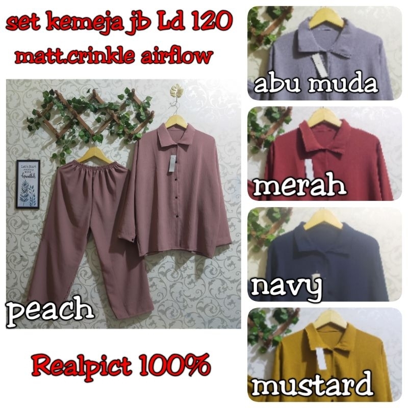 Jual Ld 120 Setcel Crinkle Jumbo Setelan Kemeja Crinkle Jumbo Setcel