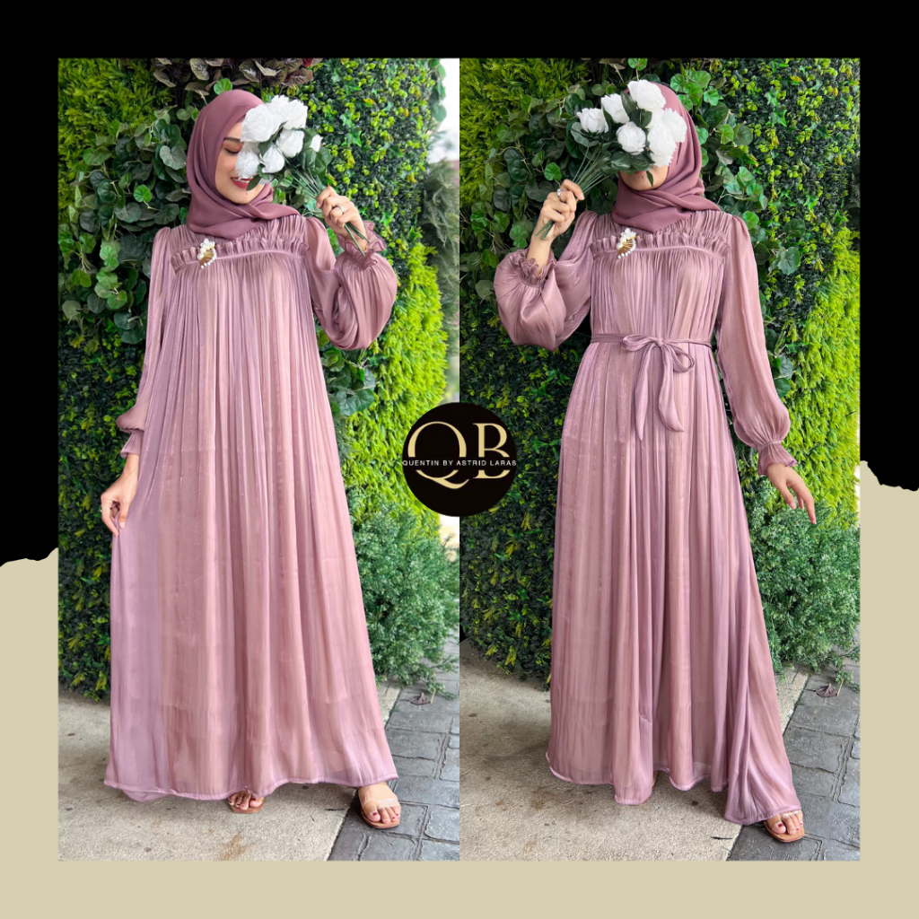 Jual QB Sine Dress Pakaian Muslim Wanita Bahan Shimmer Silk Premium