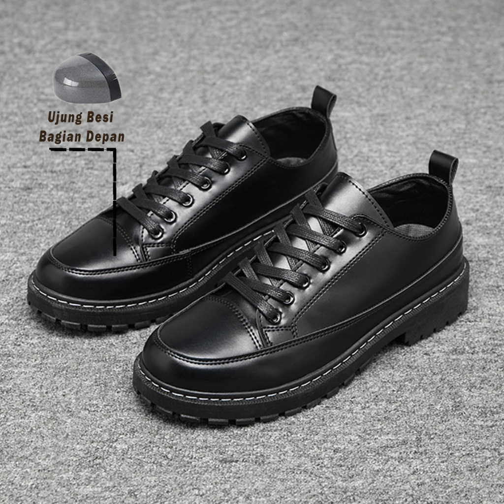 Jual Sepatu Formal Casual Pantofel Docmart Hitam Safety Ujung Besi