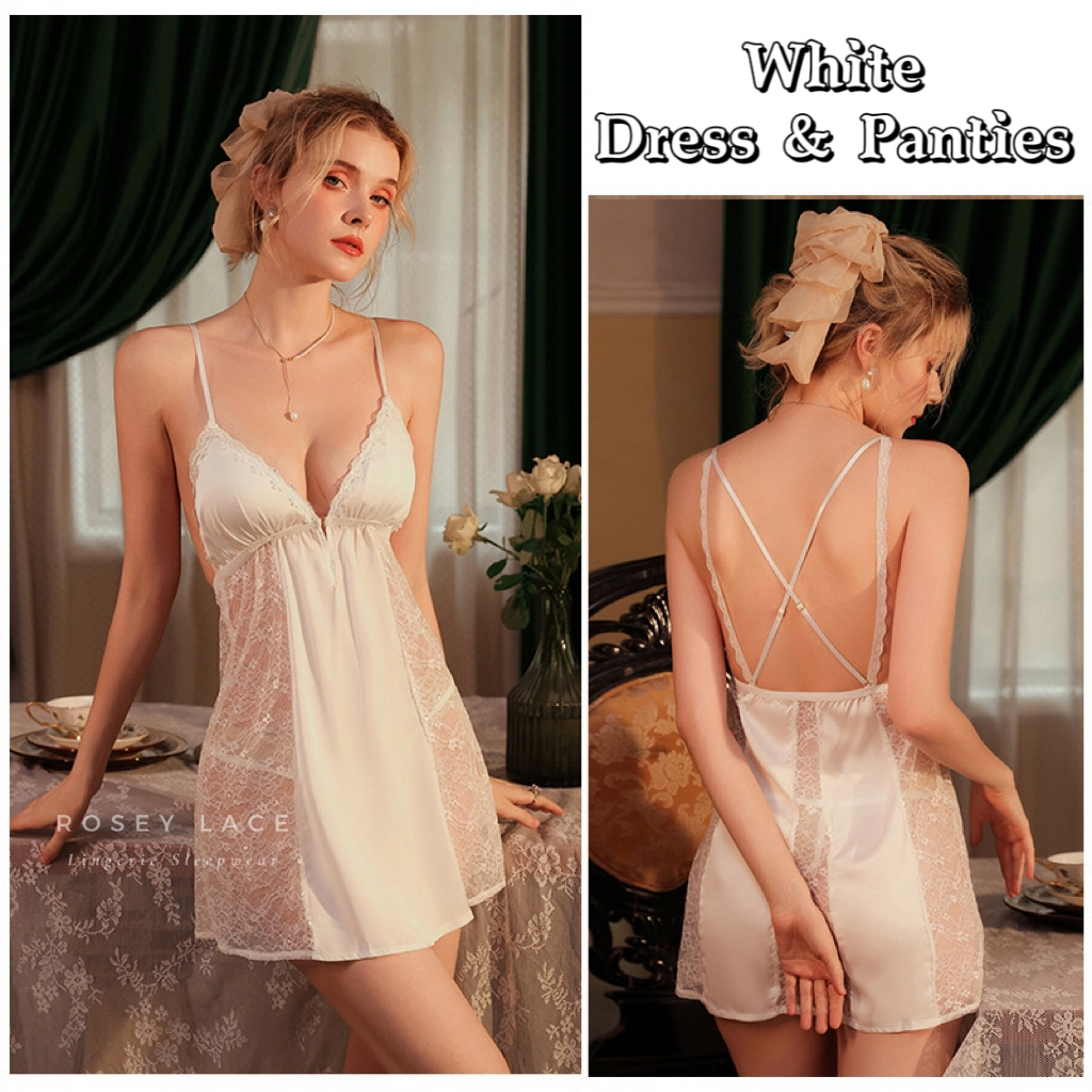 Jual Roseylace Sexy Lingerie Dress Kimono In Satin Premium Baju Tidur