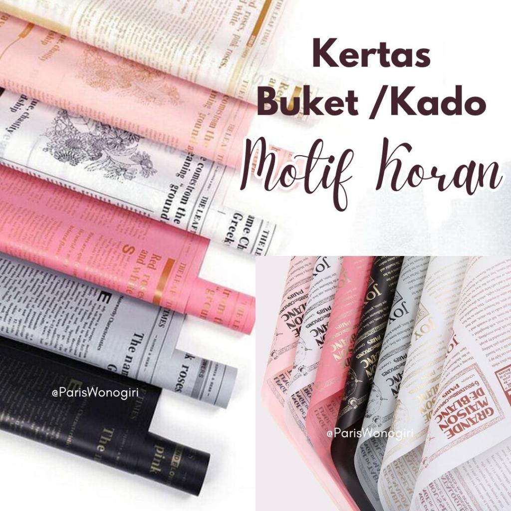 Jual KERTAS PEMBUNGKUS MOTIF KORAN NEWSPAPER Wrapping Paper Flower