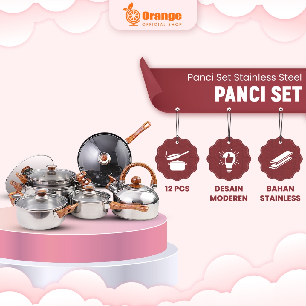 Jual Orange Official Shop Panci Set 12 1 Pcs Panci Set Serbaguna Panci