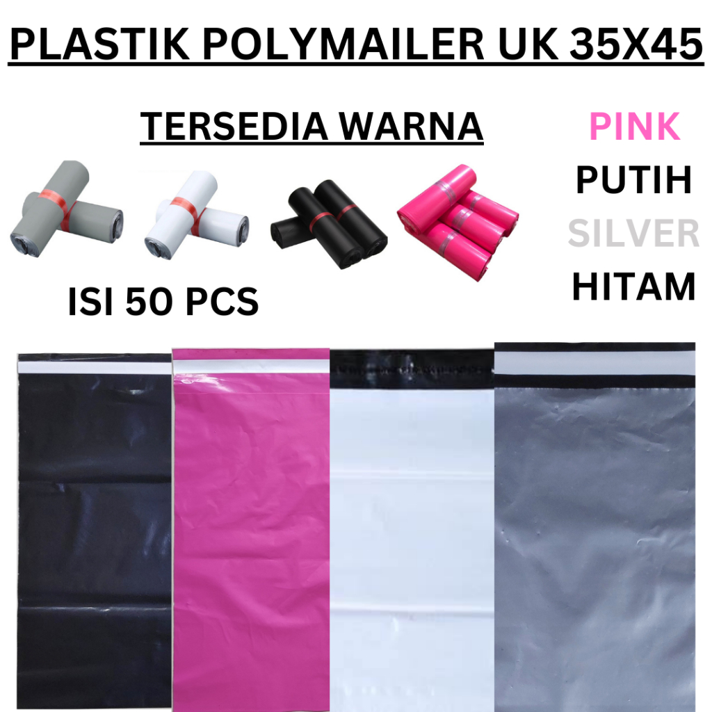 Jual Polymailer Uk 35x45 50pcs Plastik Packing Lem Hitam Plastik Lem