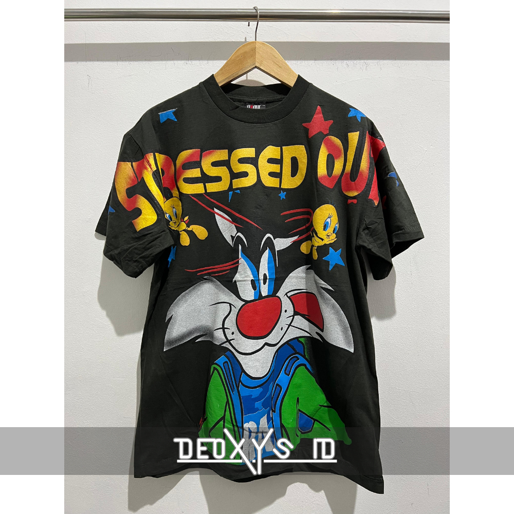 Jual KAOS OVERSIZED TSHIRT BOOTLEG AOP LOONEY TUNES SYLVESTER STRESSED