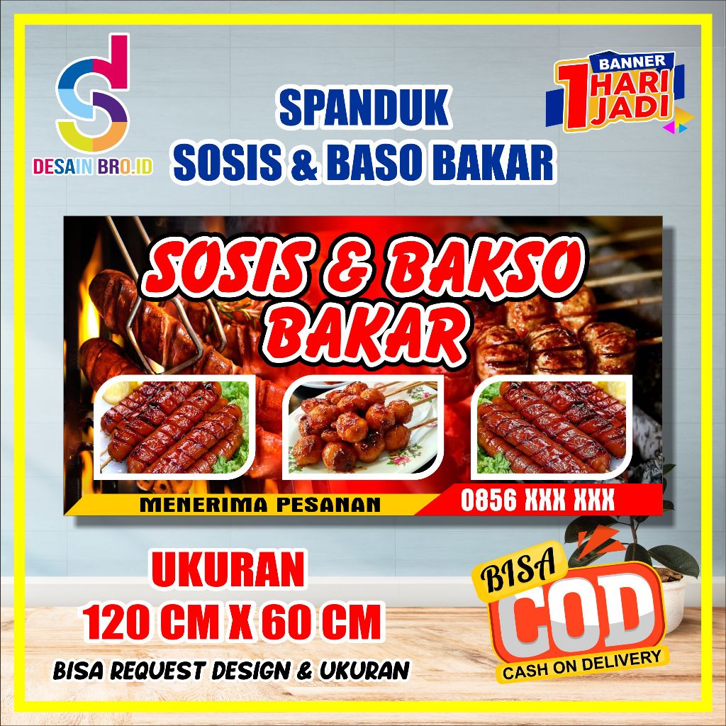 Jual Banner Spanduk Sosis Baso Bakar Bisa Custom Ukuran X Cm