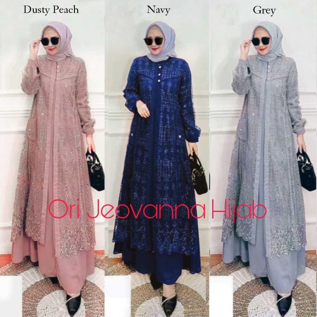 Jual Hayya Dress Maxi Gamis Pesta Kondangan Elegan Mewah Kombinasi Mix