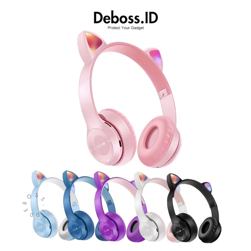 Jual Deboss P M Headphone Headset Bluetooth Gaming Cat Ears Wireless