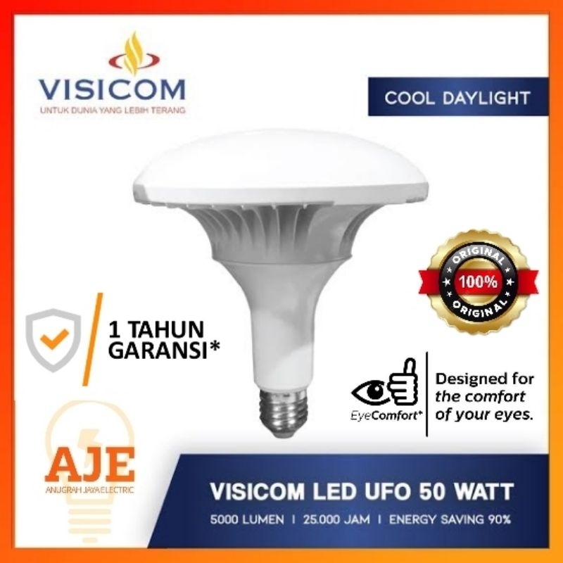 Jual Lampu LED VISICOM UFO Original 50 Watt PJU Putih Garansi 1 Tahun