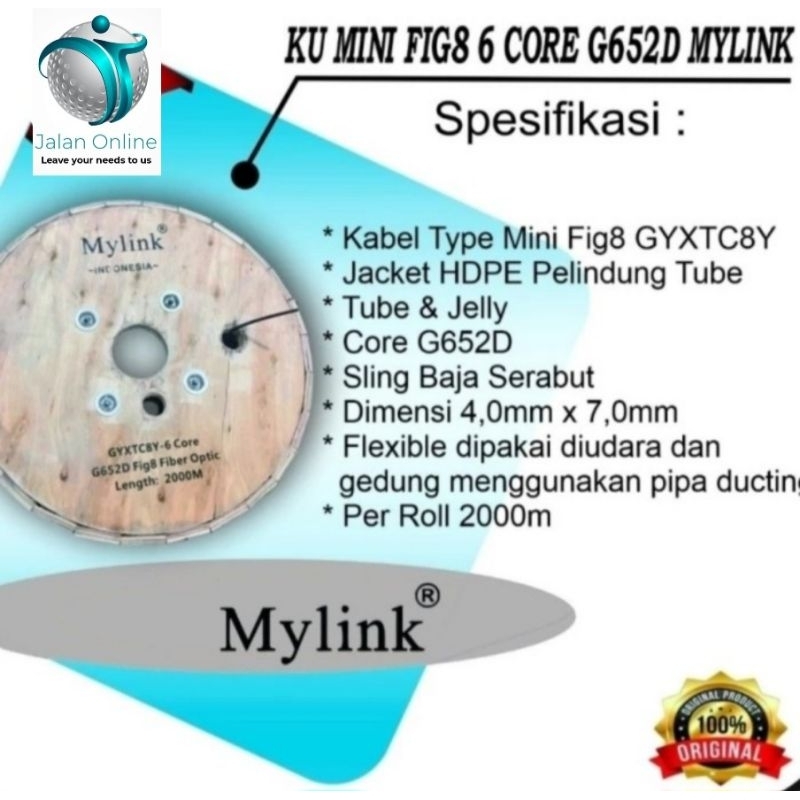 Jual KU Mini Dropcore 6 Core Fig 8 Mylink 6C Fig8 Kabel Optic Bulat FO