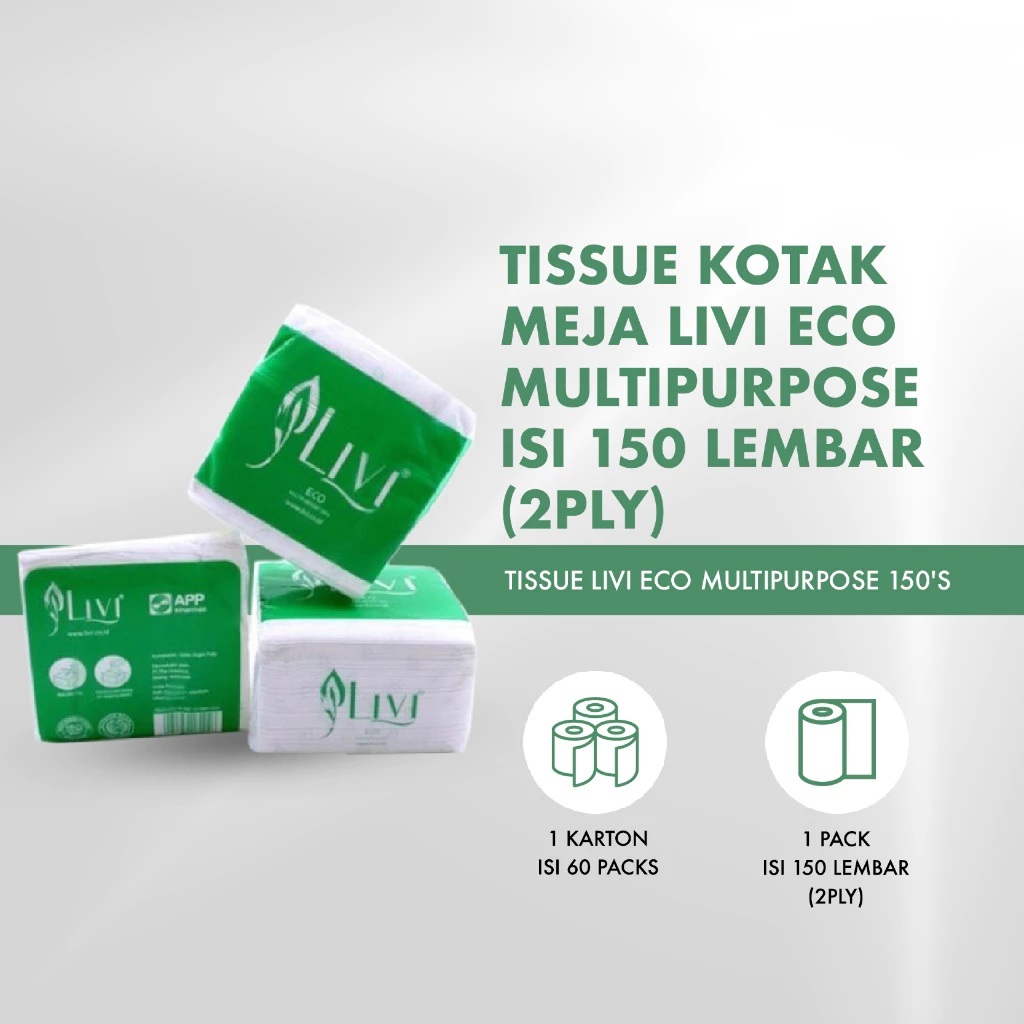 Jual LIVI Tissue Kotak Meja Livi Eco Multipurpose Isi 150 Lembar 2ply