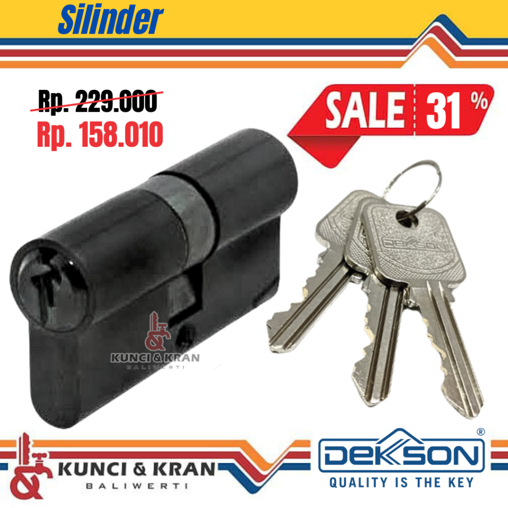 Jual Silinder Dekkson DC DL 65 Matt Black Double Silinder Hitam